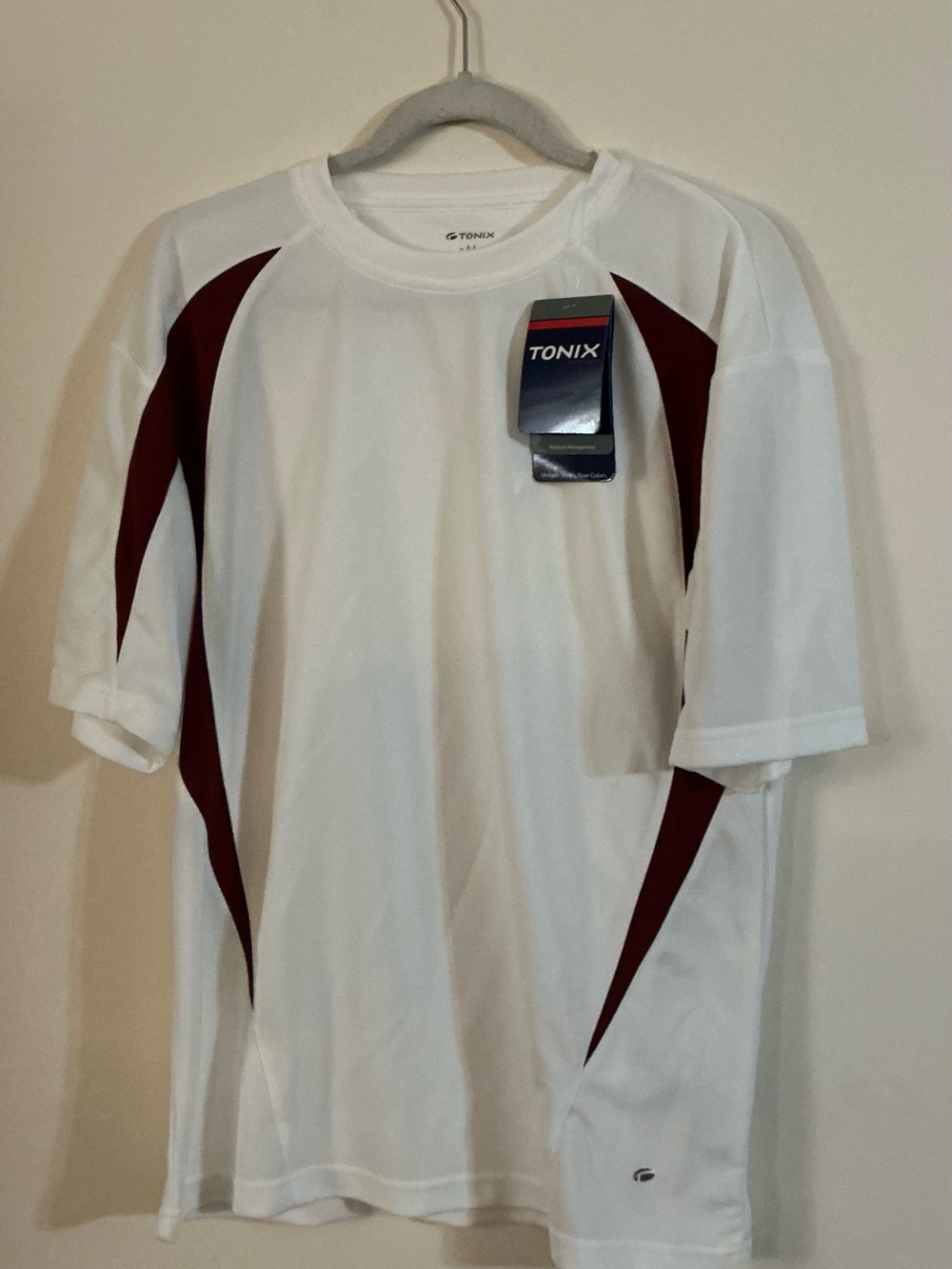 Tonix White Athletic Tee with Maroon Panels - SoftCool - Medium